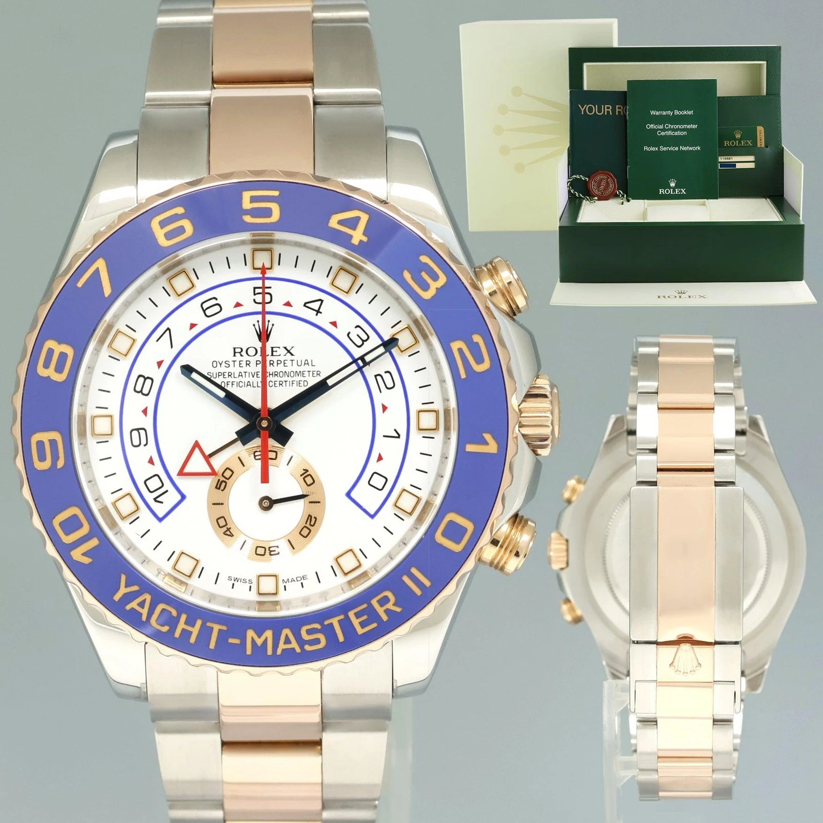 2015 PAPERS MINT Rolex Yacht-Master II 116681 Steel Rose Gold Two Tone 44mm