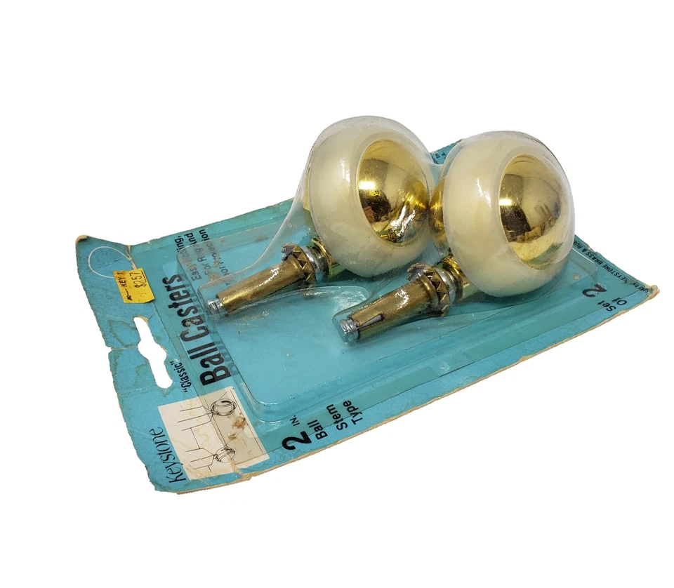 Винтажные латунные шариковые ролики MCM Keystone 2 дюйма набор из 2 стержней тип новые из старых запасов - Изображение 3 из 4