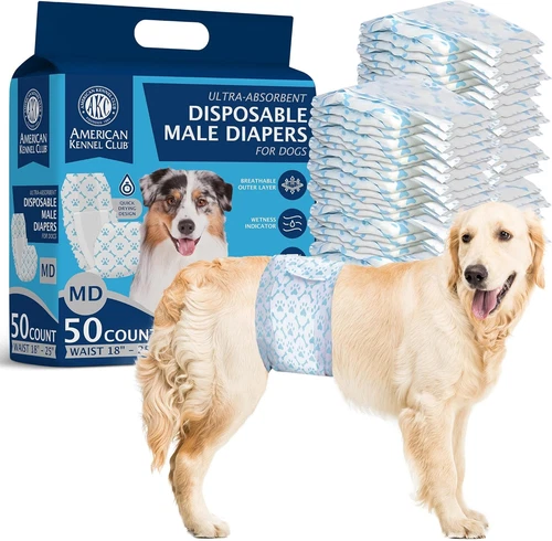 American Kennel Club Male Dog Wrap, Disposable MD Waist Size 18 - 25 in 