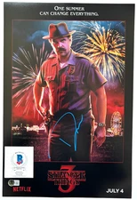 DAVID HARBOUR SIGNED STRANGER THINGS 12X18 TV POSTER PHOTO CHIEF JIM HOPPER BAS