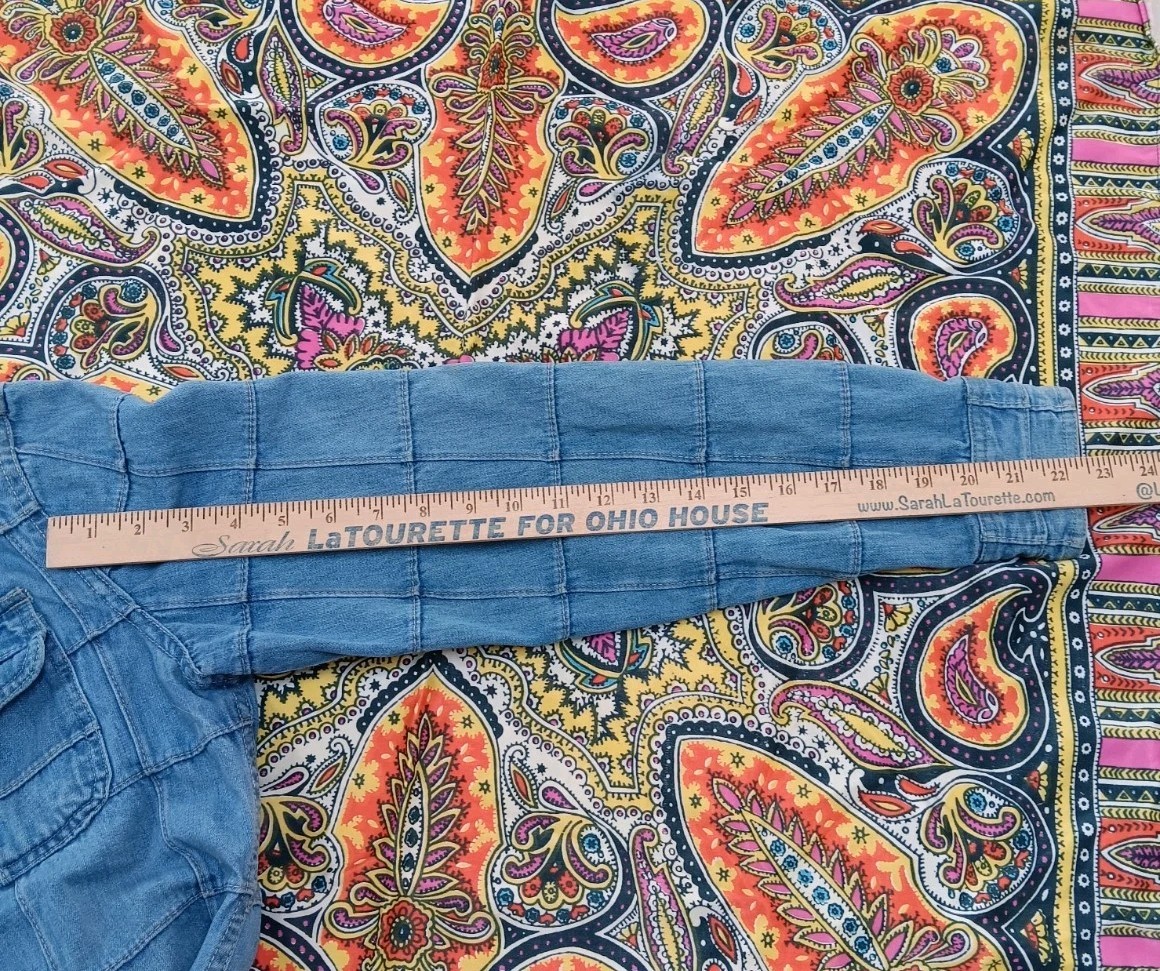 Vintage Retro 1970s Windowpane Patchwork Denim Sh… - image 12