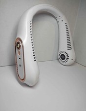 Rechargeable White Wearable Neck Fan, Quiet, Adjustable, USB Powered