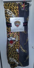 Ed Hardy Leopard Plush Oversized Throw Blanket Tiger Reversible NEW