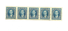 Canada 5c King George VI Blue Strip of 5 MNH Scott 235 1937 (U108)