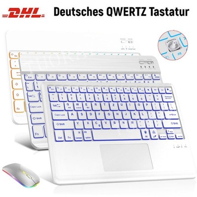 QWERTZ Beleuchtet Tastatur für iPad A16 11/9/8/7. Gen Pro Air 11 M2 M3 Air 4/5/6
