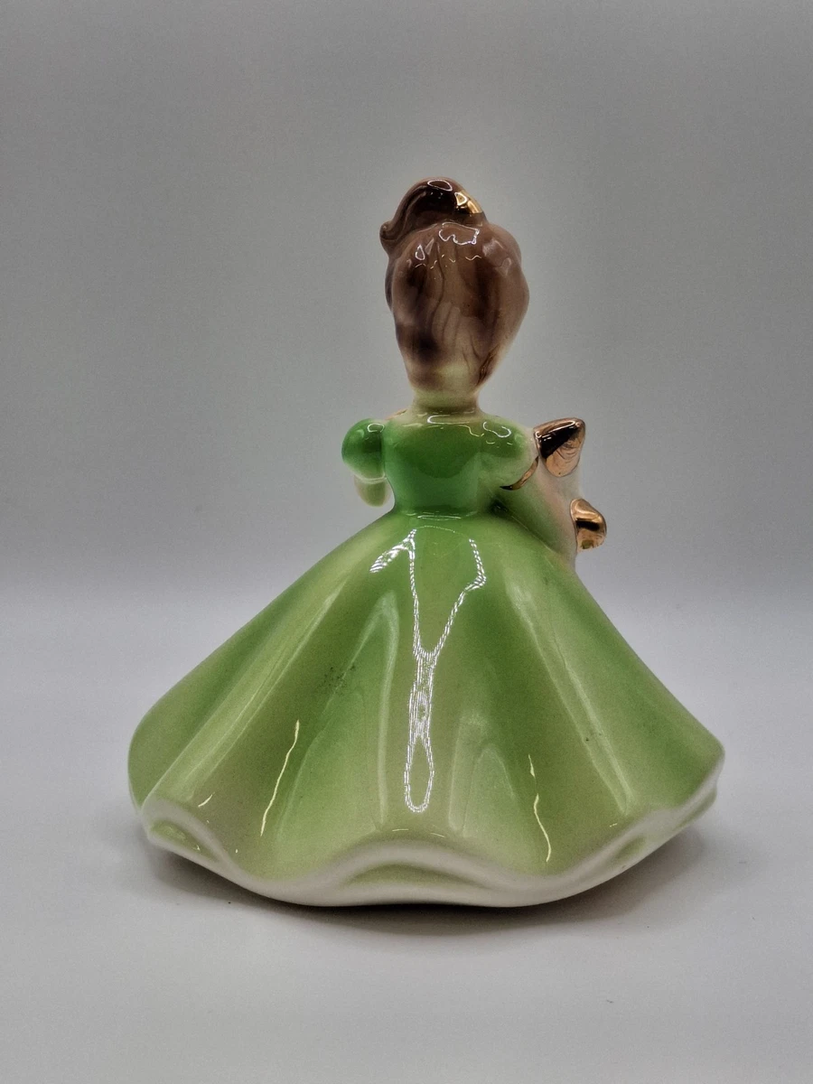 Josef Originals August Peridot Flowers Birthday Girl Figurine Black Eyed
