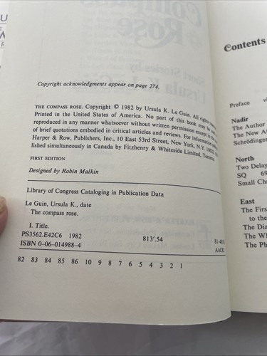 The Compass Rose Ursula K. Le Guin HC First Edition Harper & Row (1982) - Picture 9 of 11