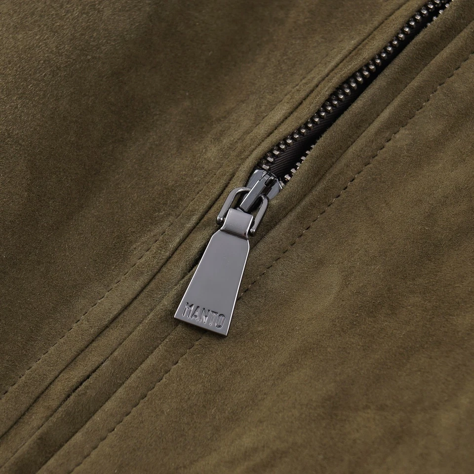 Manto Olive Green Soft Lambskin Suede Leather Jacket XXL *Shorter Sleeves* NWT - Image 2 of 4