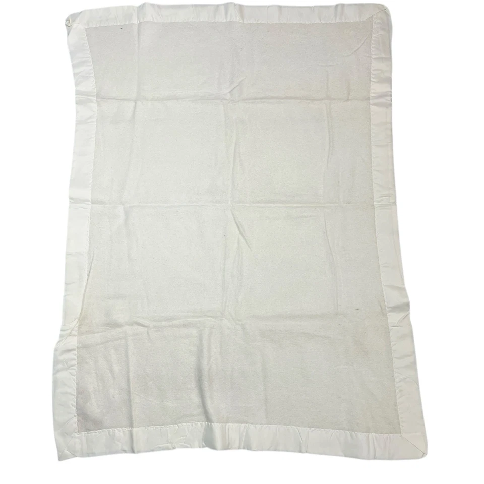 Juego de 2 mantas térmicas vintage de lana satinada para bebé marfil Foto 3 de 4