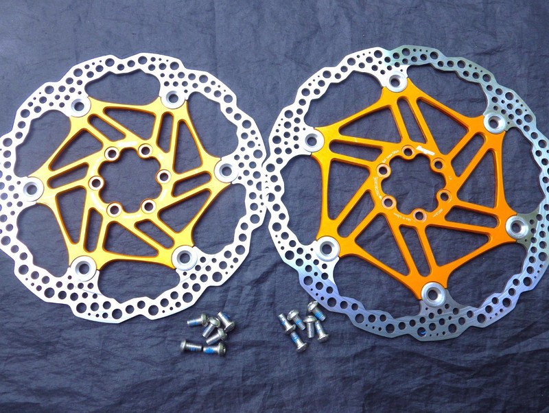 ✅Pair of Hope Floating Rotors ✅203mm + 183mm ✅Very Good ✅Orange Gold
