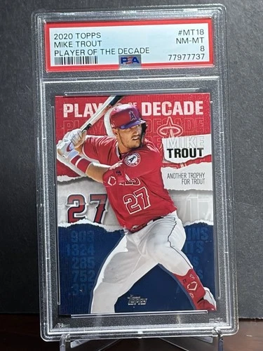 2020 Topps #MT-18 Mike Trout Topps Player of the Decade Insert Card PSA 8