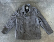 Spiewak & Sons Peacoat Gray Mens Wool Blend Lined Double Breasted Coat Jacket XL
