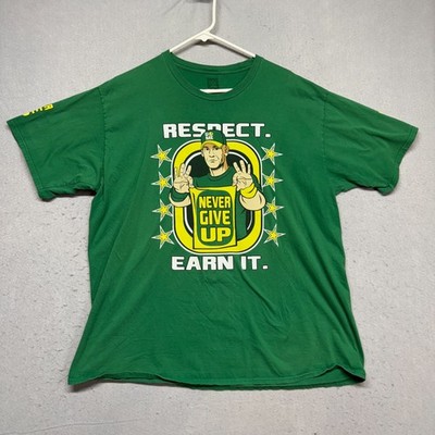 WWE John Cena Auth Respect Earn It Never Give Up Hustle Loyalty T-Shirt  2X