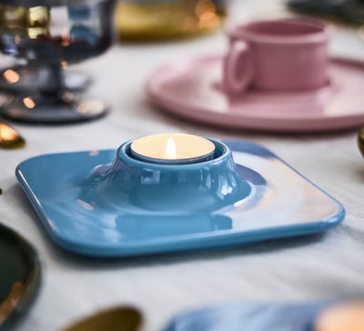 Gustaf Westman X Ikea Limited Edition Vinterfint Tealight Candle Holder Blue New