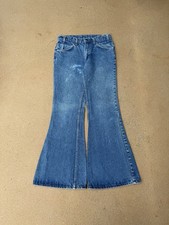 Vintage 80  s Levi  s 684 Orange Tab Bellbottom Flare Faded Denim Jeans Size 30x30