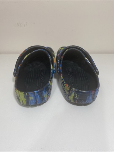 Crocs Classic Tie Dye Bays Graphic Unisex Clog Sandals Black M9/W11 - Picture 3 of 5