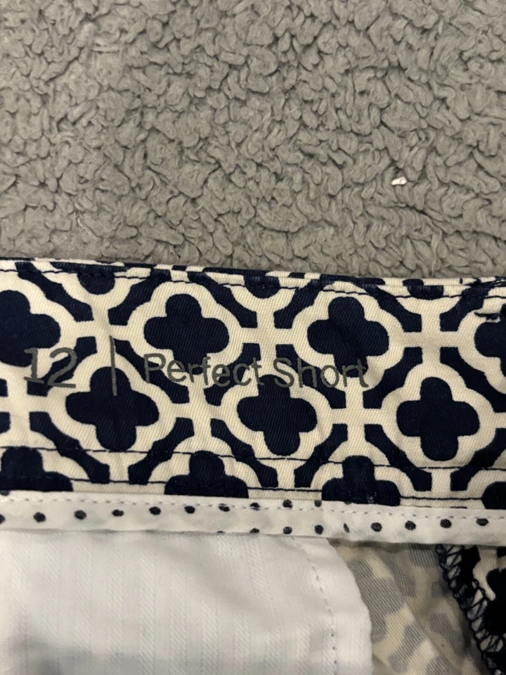 Pantalones Cortos Talbots Perfect Mujer 12 Azul Blanco Geométrico 10” Entrepierna Informal Foto 4 de 4