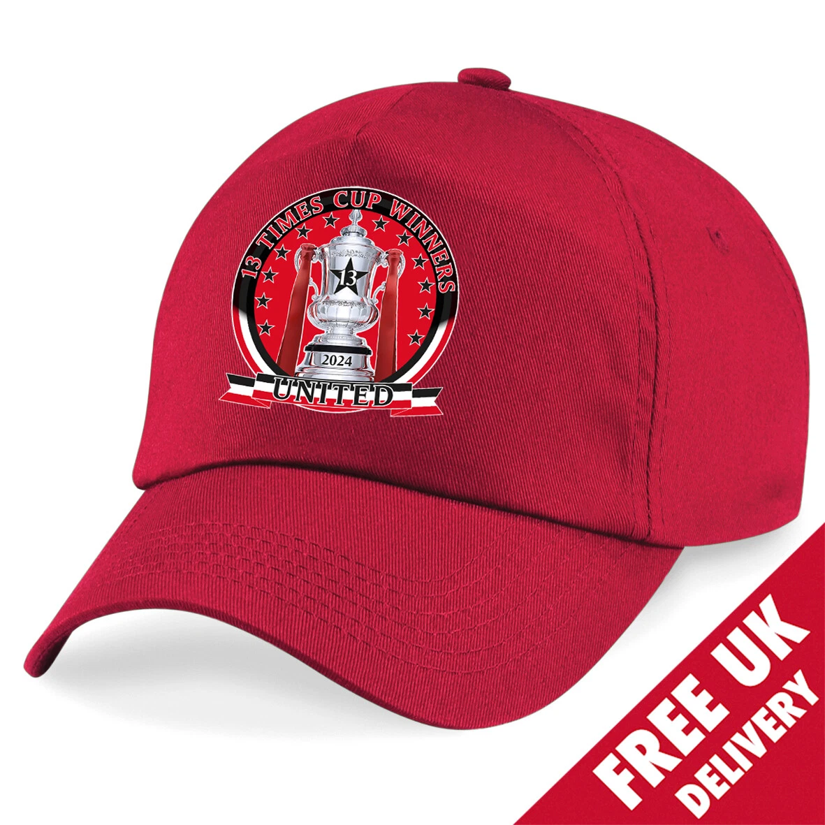 Casquette Officielle Manchester United – Rouge, Taille Unique, 100% Acrylique