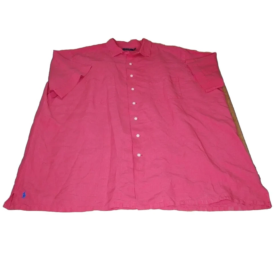 Polo Ralph Lauren Camp Hawaiian Shirt Men 2XL Tall Silk Linen Pony Logo Button - Image 4 of 4