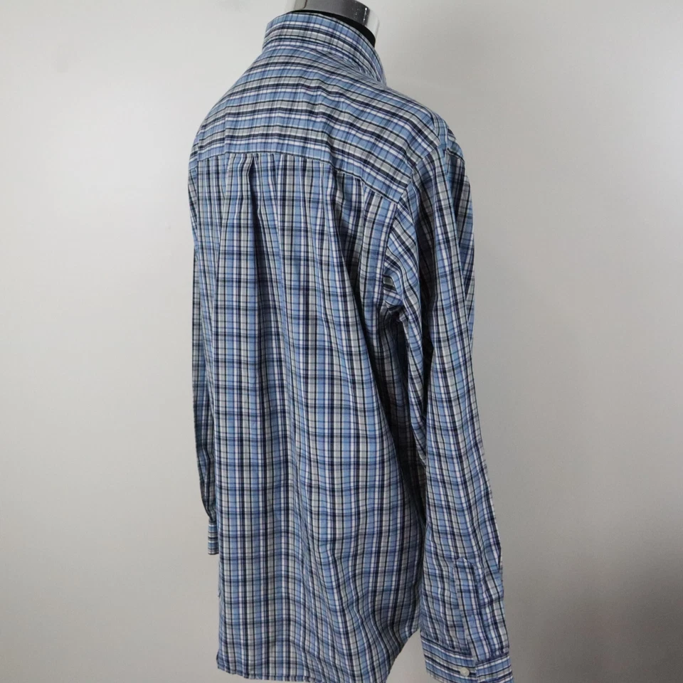 Consensus Shirt Mens XL Performance Pocket Button Down Blue Plaid Long Sleeve - Image 4 of 4
