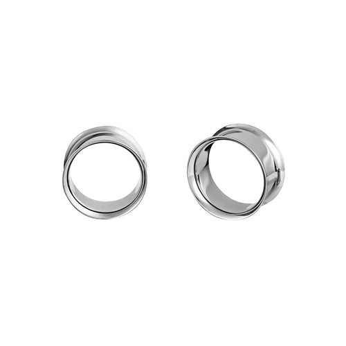 Paire de boucles d'oreilles en acier chirurgical PVD argent double évasement boucles d'oreilles jauges bouchons - Photo 82/108