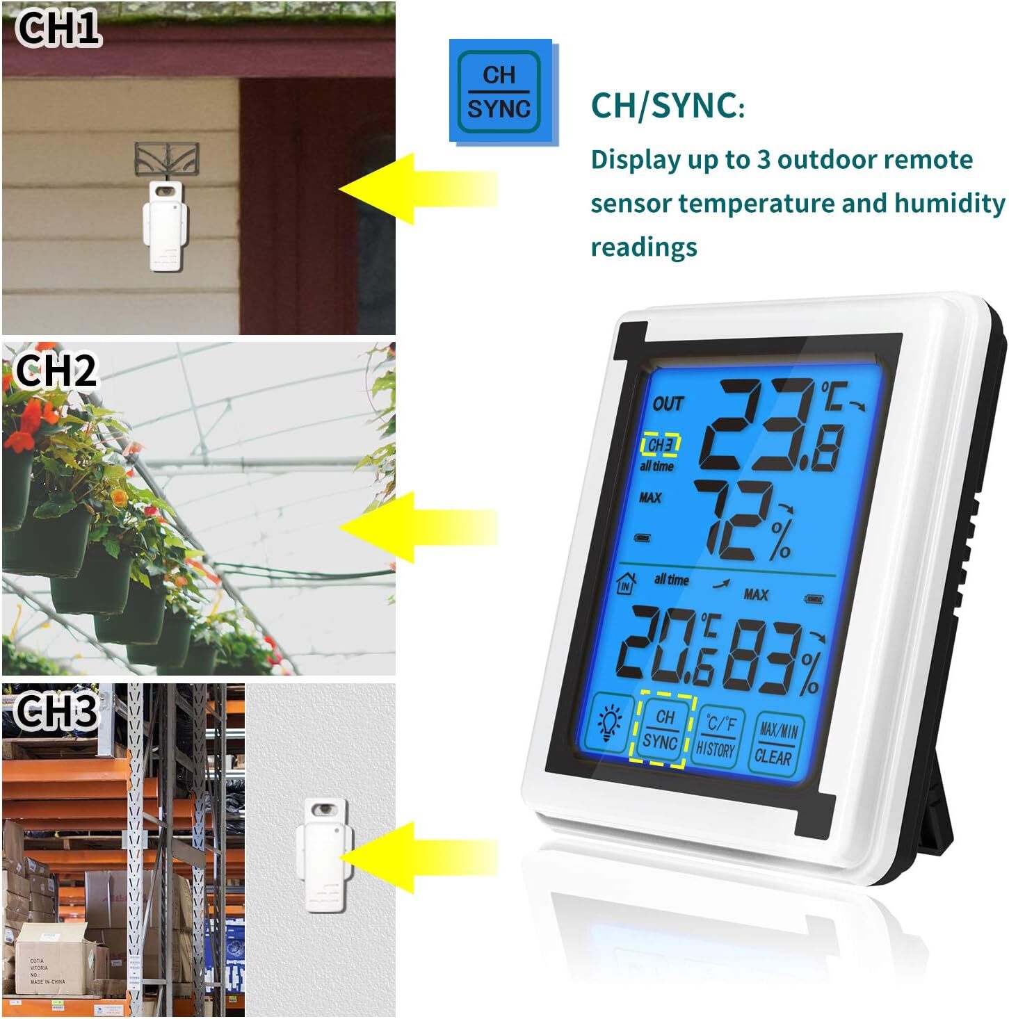 Digital Wireless Weather Station Clock Remote Sensor Indoor Outdoor