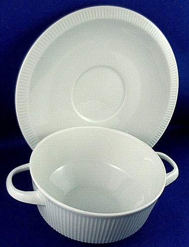 Rare Vintage 1969+ ARZBERG Germany ATHENA WHITE Ribbed Soup Bowl & Saucer Set AU - Picture 11 of 12