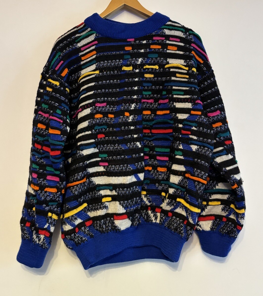 COOGI CUGGI Australian Sweater 100% Wool Multicolour Men Sz L Ugly 
