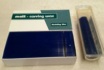 2 MATT CARVING WAX Blue, 1 pound block  & ring round, both almost full