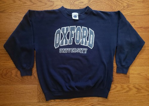 Vintage Oxford University Campus tiendas Cuello Redondo Sudadera Azul  Marino Talla grande | eBay