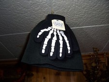 FADED GLORY BOYS ONE SIZE SKELETON DESIGN GLOVE AND TOBOGGAN SET MITTEN BLACK