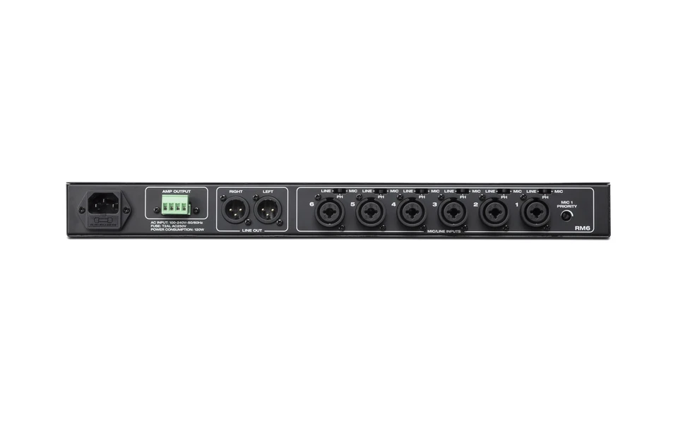 Rane RM6 6-Channel Mixer with Single-Channel 120W Power Amplifier - Image 2 of 3