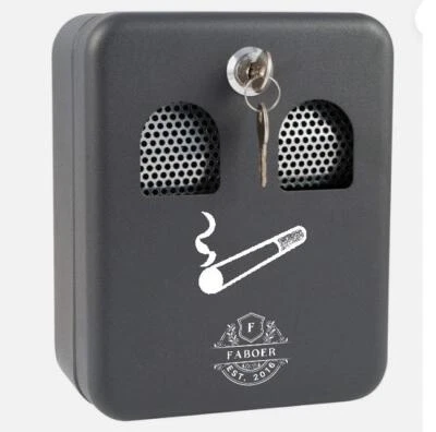 FABOER WALL MOUNTED STEEL LOCKABLE OUTDOOR CIGARETTE ASHTRAY ASH BIN WITH LOCK OUTDOOR