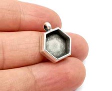 4 Pcs Hexagonal Pendant Blanks, Resin Bezel Bases, Mosaic Mounting Dry flower