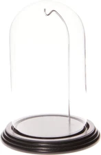 Plymor 4" x 7" Watch/Ornament Glass Display Dome Cloche Black Wood Veneer Base