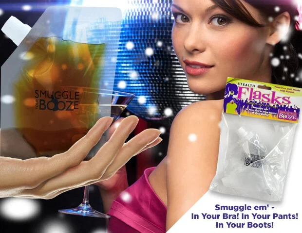 Contrabandea tu bebida 4 frascos suaves esconderte en sujetador pantalones botas clubes concierto festival Foto 3 de 4