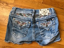 Miss Me Girls Size 14 Cut Off Jean sShorts Bling mini shorts