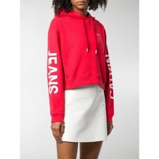 Calvin Klein Jeans Logo-Print Hoodie Red Size XS