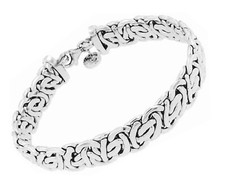 Bracelet chaîne royale Byzantine plaqué argent Femme Homme Cadeau Bijoux Italie