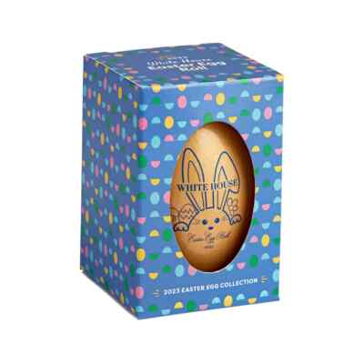 2023 Joe Biden Keepsake Wooden White House Oversize Gold  Easter Egg in Box  NEW