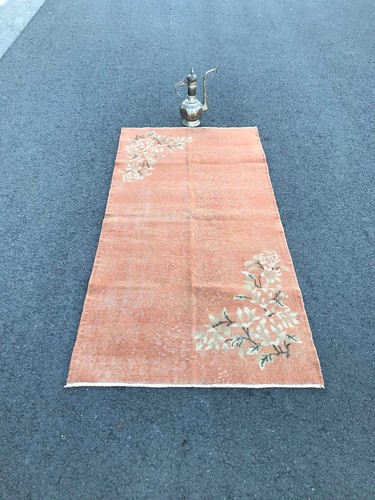 Orange Turkish Rug , Vintage Turkish Rug , Handmade Area Rug , Wool Oushak Rug ,