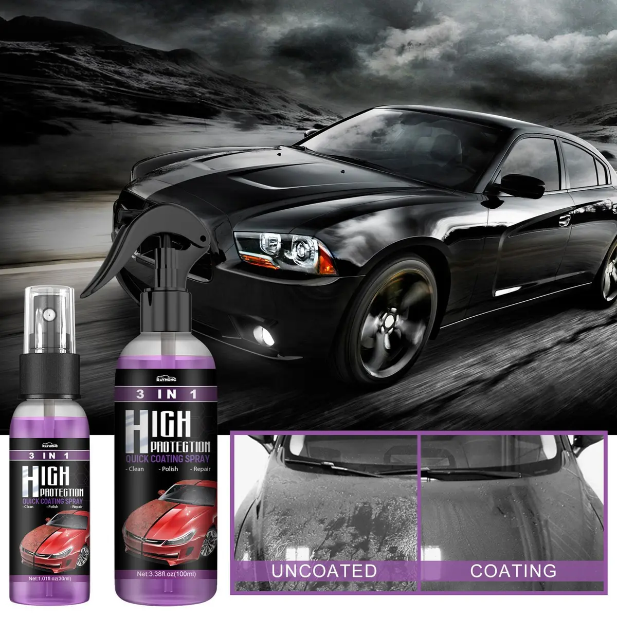 30/100ML 3 in 1 High Protection Quick Car Coat Ceramic Coating Spray  Hydrophobic