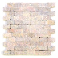 Divero 11 Fliesenmatten Naturstein Marmorfliesen Bruchmosaik Beige Weiß á29X32Cm