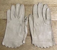 Vintage LANDEL Womens Leather French Kid Gloves - Washable - Beige - Size 6-1/2
