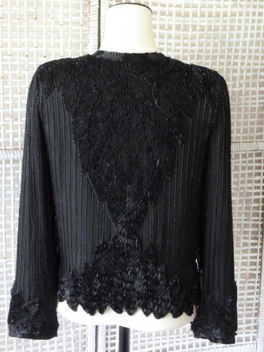 Joseph Ribkoff Black Fully 3D Embellished Beaded Cocktail Formal Top/Jacket~S/M - Picture 4 of 12