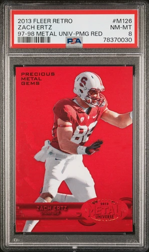 2013 Fleer Retro ZACH ERTZ Precious Metal Gems RED /100 RC #M-126 Stanford PSA 8