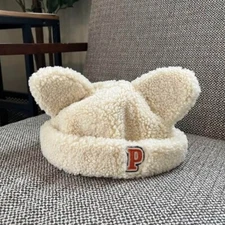 Three Little Pigs Japan Tokyo Disney Resort Store Cap Fluffy hat Warm White Used