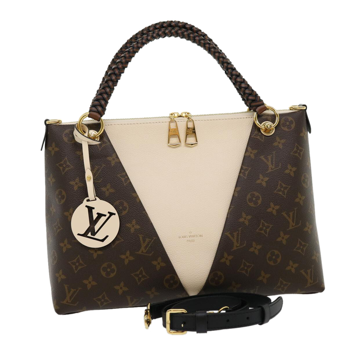 Authentic Louis Vuitton Monogram V Tote MM 2-Way Bag M45273-image