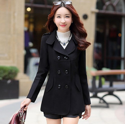 Womens Double Breasted Outwear Coats Blazer Fashion Wool Blend Slim Fit  Jackets | eBay
