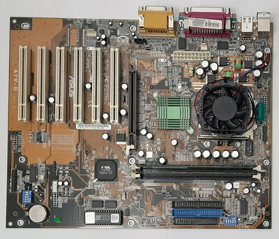 ASUS A7V-E Sockel A AGP retro Mainboard + AMD Athlon 900MHz + 256MB SD-RAM